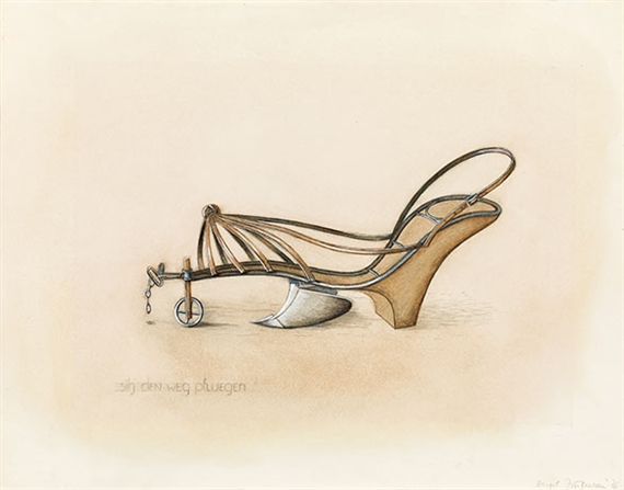 To plough the path by Birgit Jurgenssen, 1976