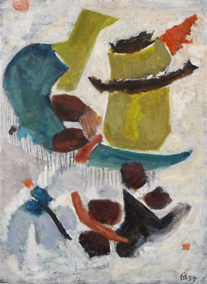Mit blauem Bogen by Gabriele Münter, 1954