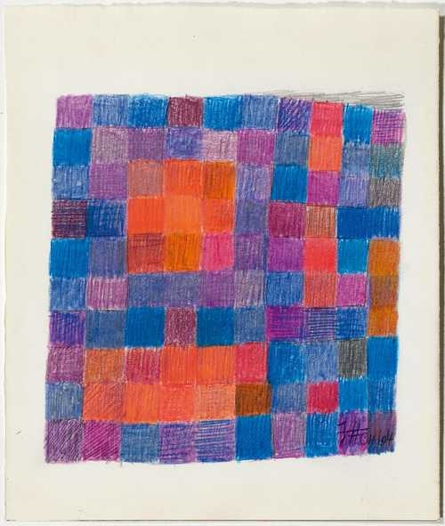 Artwork by Johannes Itten, Blau-Rot Modulation, Made of Colour pencil and pencil on paper