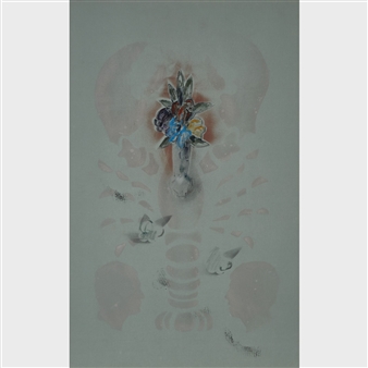 Vase of Flowers with Lobster and Silhouette - Gerald Ferguson