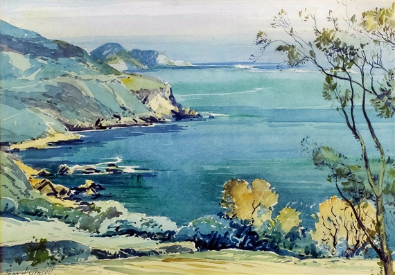 2 Works: Rural scene with bridge, Cushendun, Northern Ireland, and a coastal scene near Cushendun by Theodore James Gracey