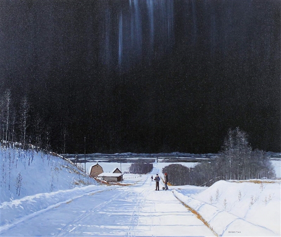 TOBAGGANING ON A CLEAR NIGHT by Peter Shostak