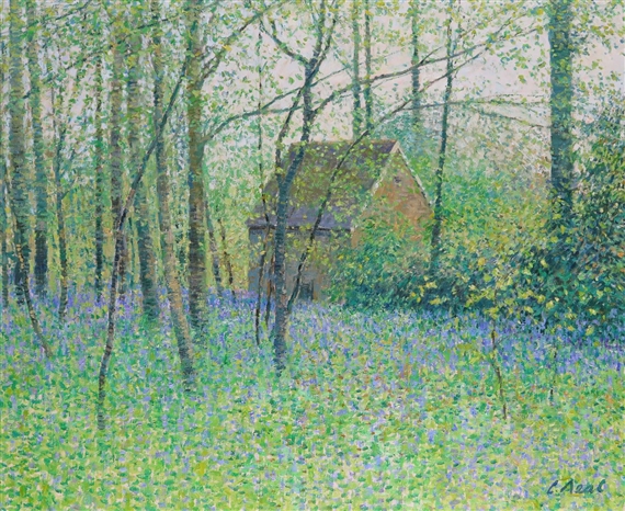 View to bothy, bluebell woods by Charles Neal