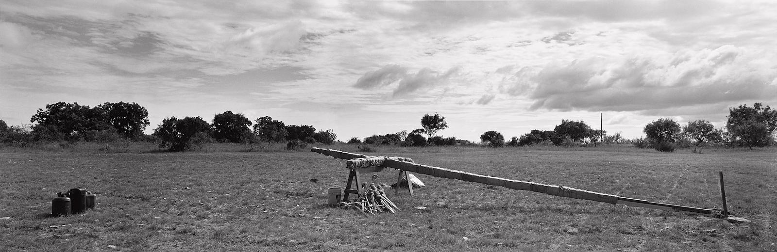 Artwork by Carl de Keyzer, KKK Cross, Hico, Texas, from "God Inc.", Made of gelatin silver print