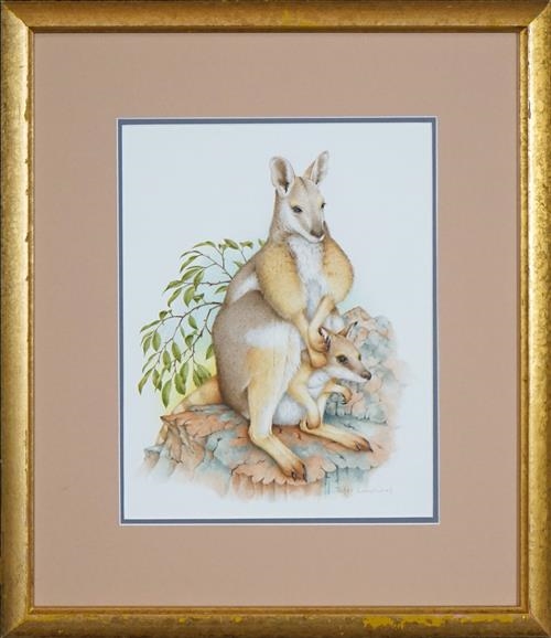 Peter Longhurst | Rock Wallaby and Joey | MutualArt