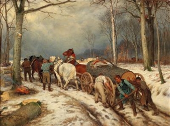 Woodworkers in a Winter Woodland - Casimir Geibel
