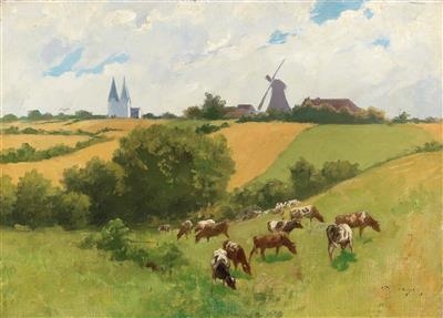 Herd of Animals in a Summer Landscape by Hermann Seeger