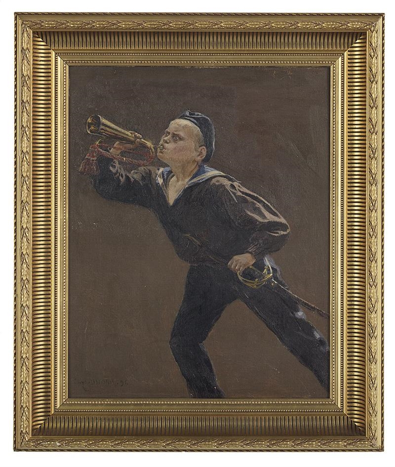 Christian Mølsted | Sailor Blowing His Horn (1896) | MutualArt