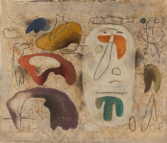 Mit weißem Oval by Willi Baumeister, 1939