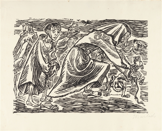 Hundefängerin by Ernst Barlach, 1919