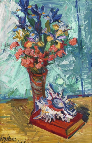 STILLEBEN MIT MUSCHEL UND BUCH (STILL LIFE WITH SHELL AND BOOK) by Herbert Boeckl, 1929