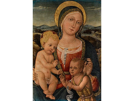 Matteo di Giovanni | MADONNA WITH THE CHILD AND THE ST. JOHN | MutualArt