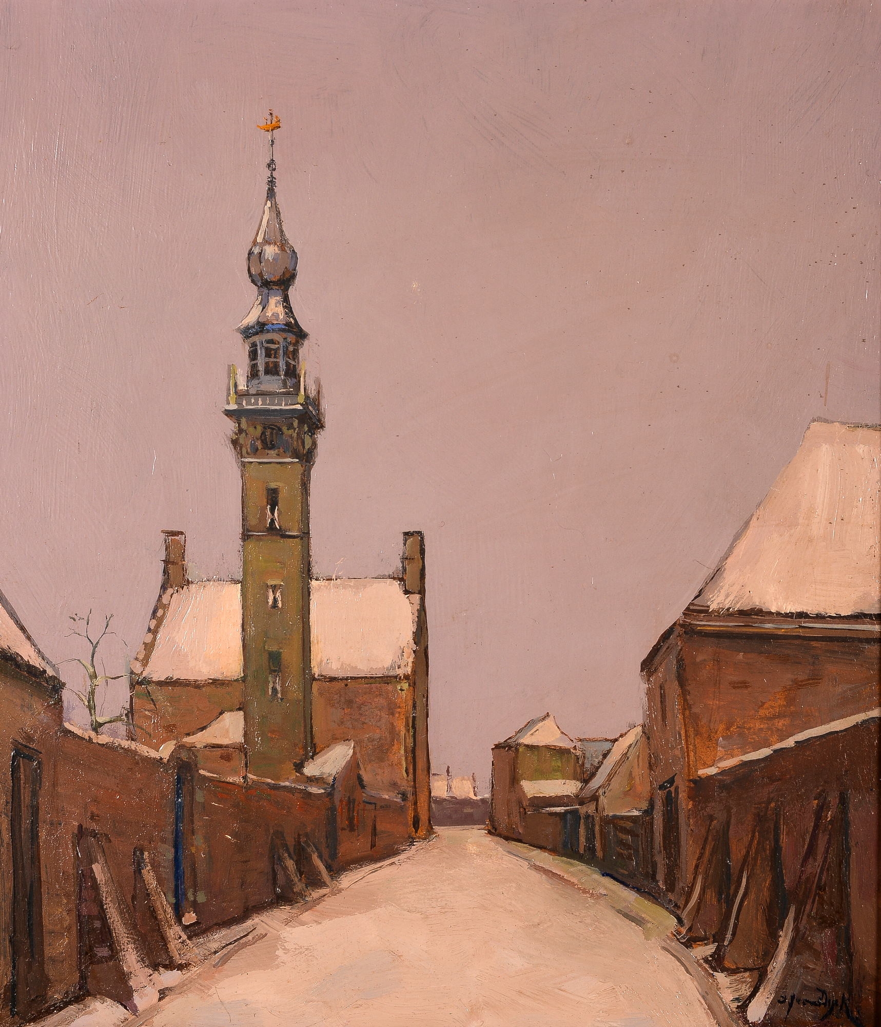 Stadhuis van Veere in de winter by Alphonsus Josephus van Dijk