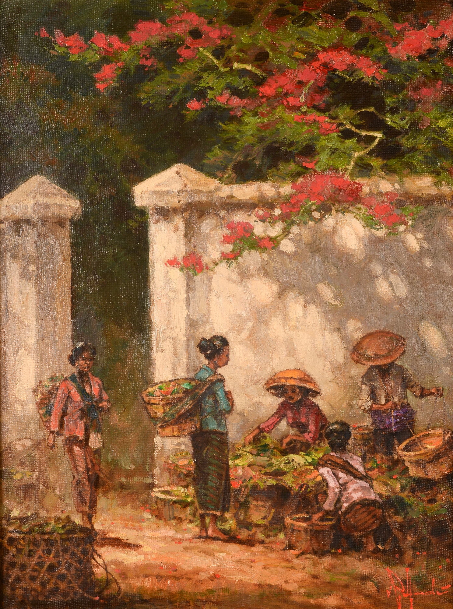 Artwork by R. Hadi, Under the flamboyant, Made of canvas