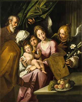 The Holy Family with the Infant Saint John, Saint Anne, and the Angel Annunciate by Prague School, 17th Century, circa 1600