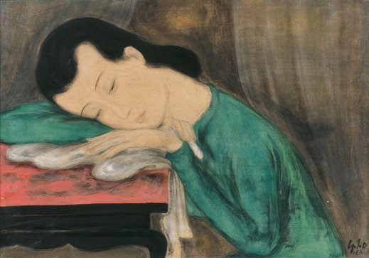 Jeune femme accoudée by Lê Phổ, 1943