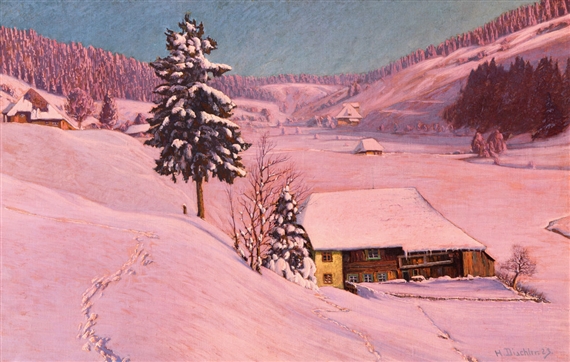 Wintermorgen im Schwarzwaldtal - winter morning in a Black Forest valley by Hermann Dischler, 1923