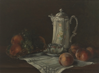 Still Life with Fruit and Porcelain Tea Service - A. Magnus Becher