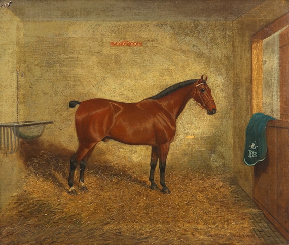 Albert Clark | Sir George, standing chesnut in stables (1902) | MutualArt