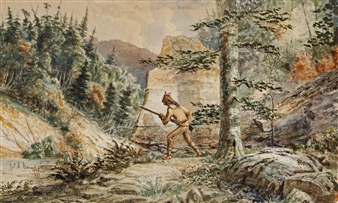 Indian Hunting in a Forest Landscape - A. Judson
