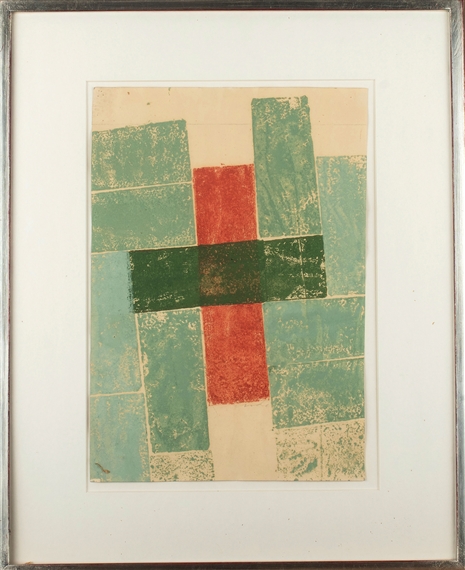 Untitled (Cross in Red and Green) by Hermann Glöckner, 1968