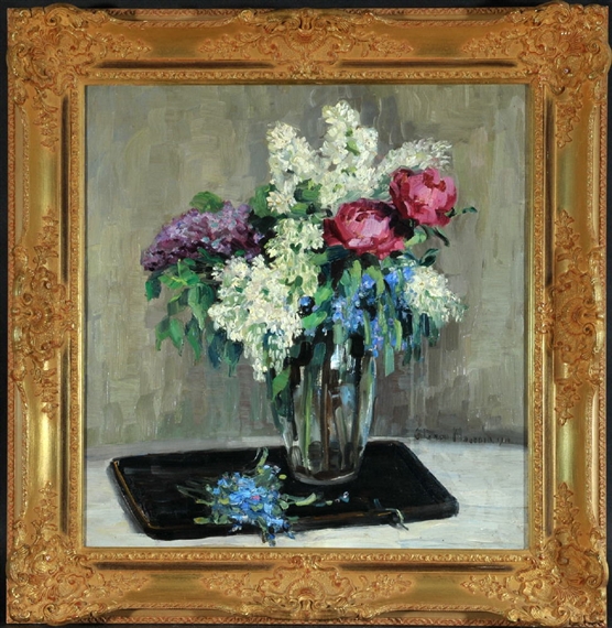 Stillleben mit Flieder und Pfingstrosen by Clara Lotte  von Marcard-Cucuel, 1900