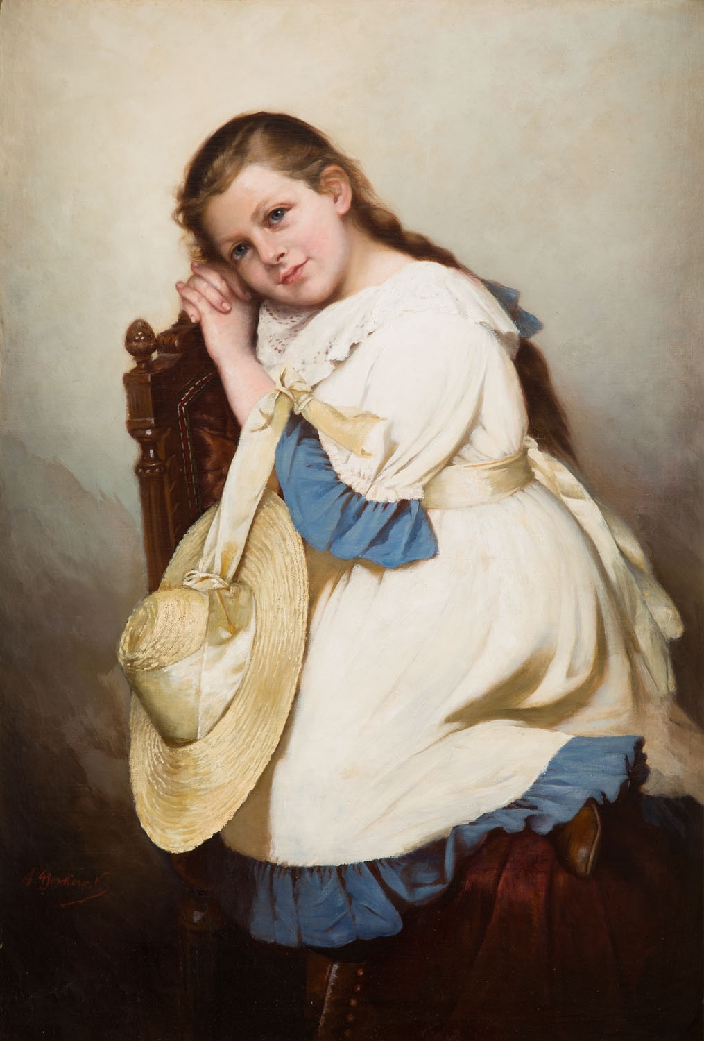 Artwork by Alfons Dunin Borkowski, Wanda Chelmonska as a Child, Made of oil on canvas