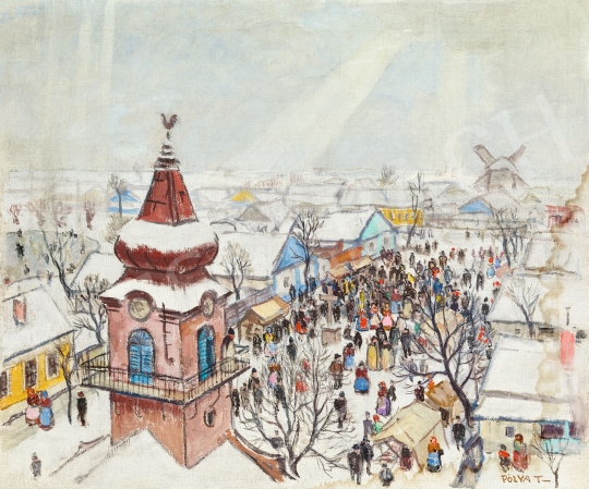 Market in Szolnok in the Winter by Tibor Polya