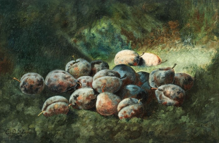 Artwork by Constantin Daniel Stahi, Natură statică cu prune, Made of oil on canvas