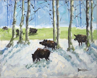 Wild Boars in the Snow - Anke Brokstra