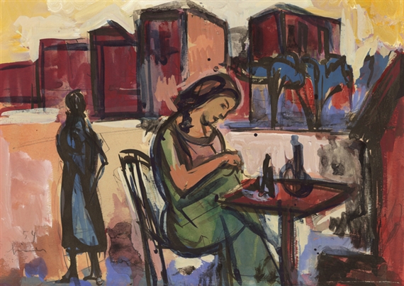 Strassencafé in Südfrankreich by Carl Walter Liner, 1954