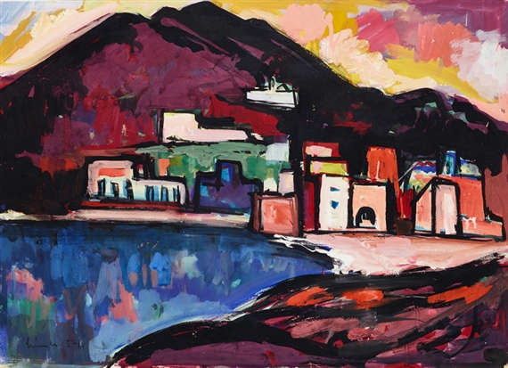 Dorf an korsischer Meeresbucht