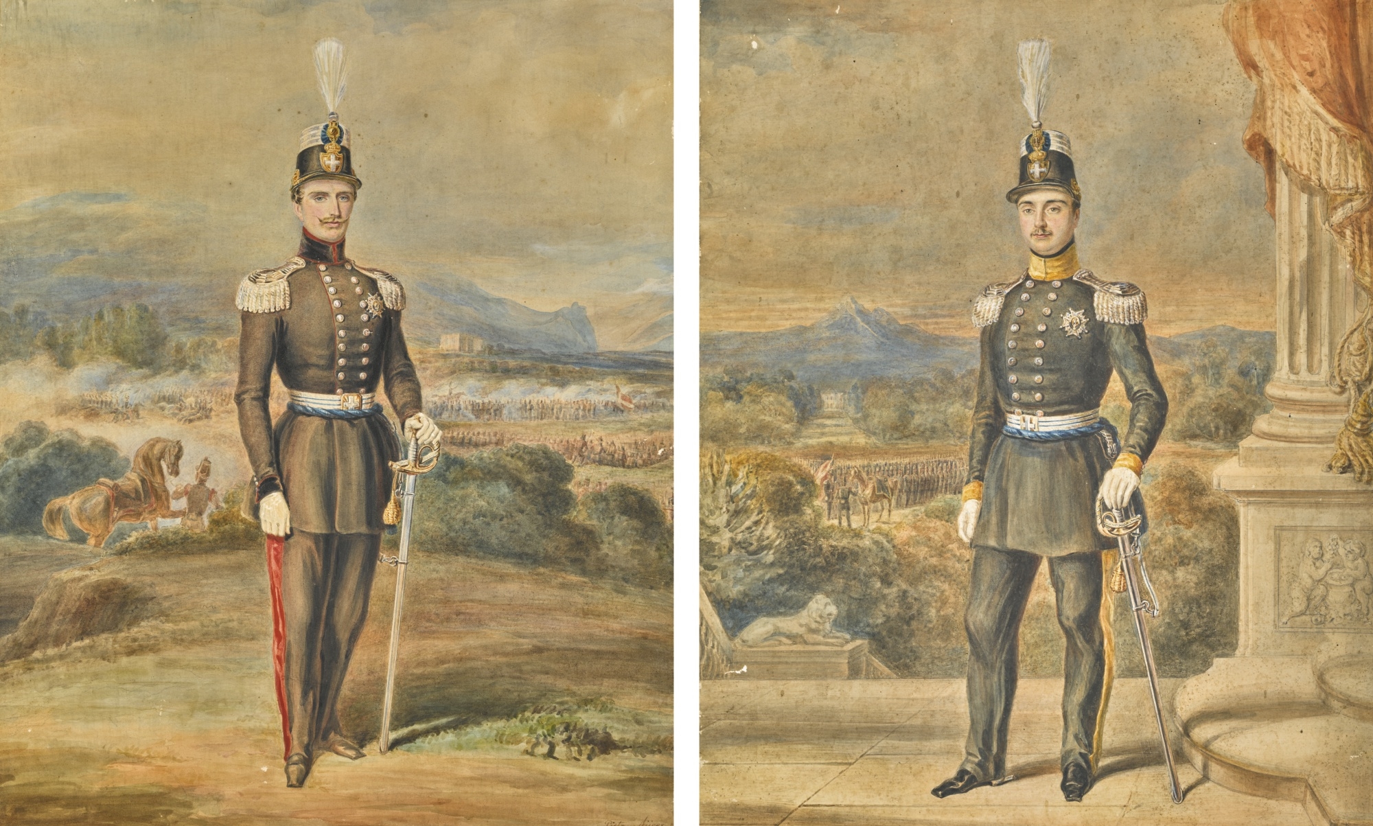 INFANTE SEBASTIAN GABRIEL OF BOURBON AND BRAGANZA (1811 – 1875) AND INFANTE FRANCISCO DE PAULA OF SPAIN (1794 – 1865) - Pietro Ayres