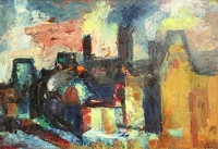Abstract stadsgezicht by Engelbert L'Hoëst