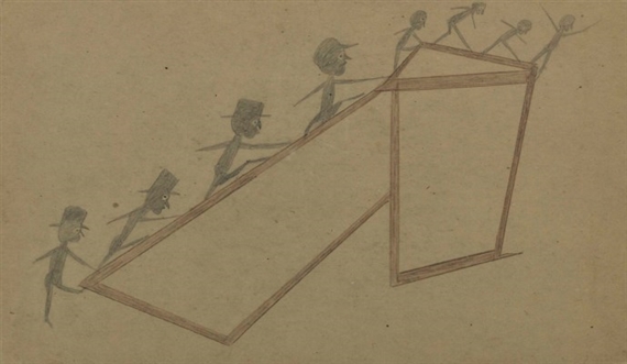 Eight Figures on a Ramp Construction by Bill Traylor, 1939-1942