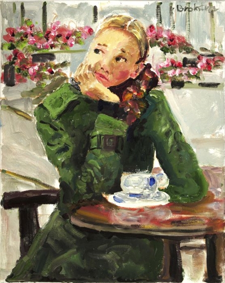 Meisje op terras by Anke Brokstra, 20th / 21st century