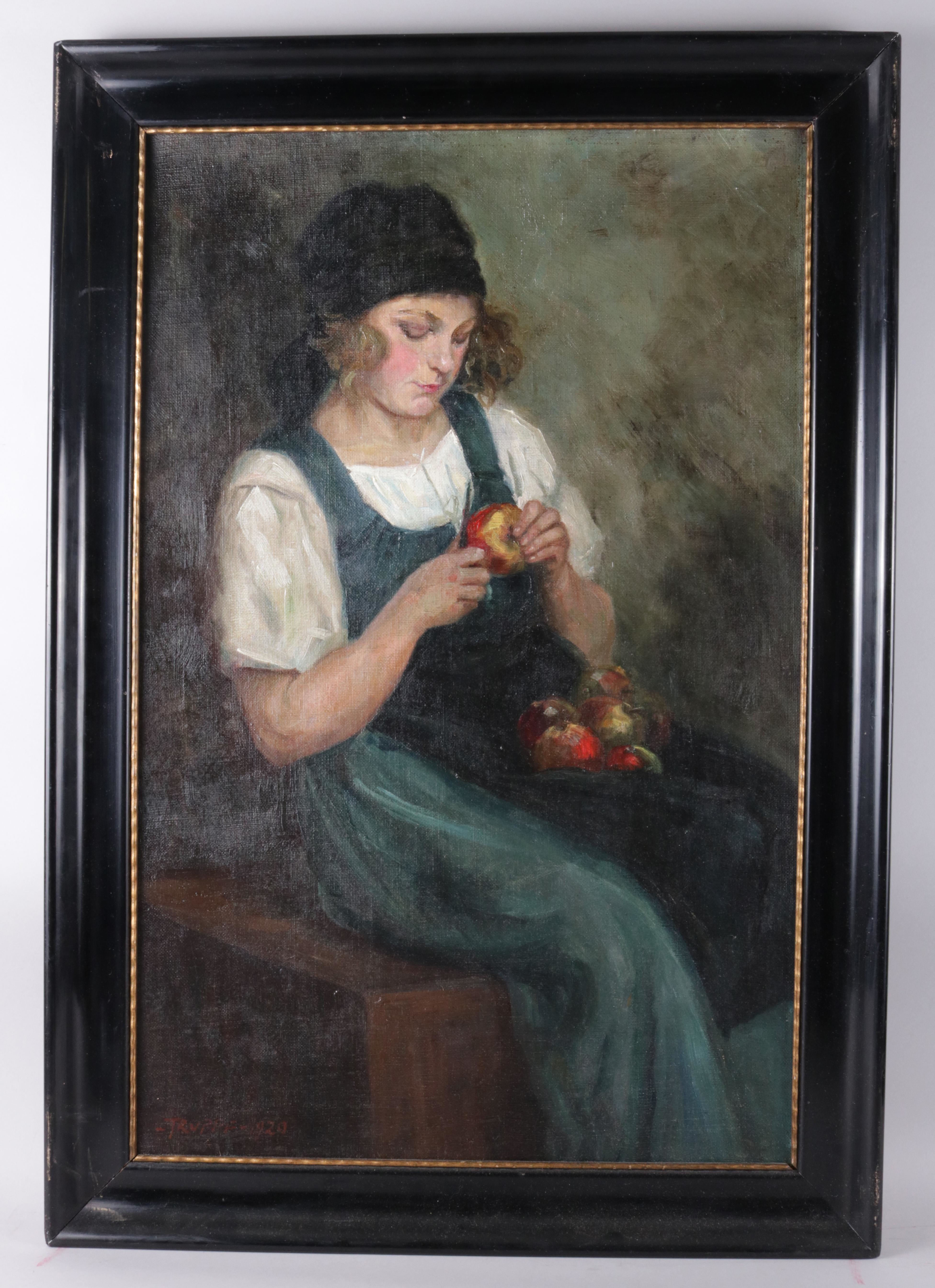 Die Apfelschälerin by Karl Truppe, 1929