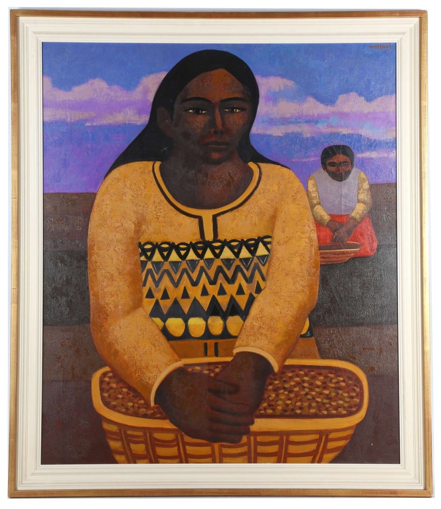 Artwork by Mario Molari, MUJERES CON CANASTAS, Made of oil on canvas