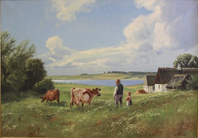 Rural Landscape with Figures by Niels Walseth