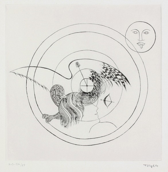 Artwork by Toyen, Shooting Range, Made of drypoint