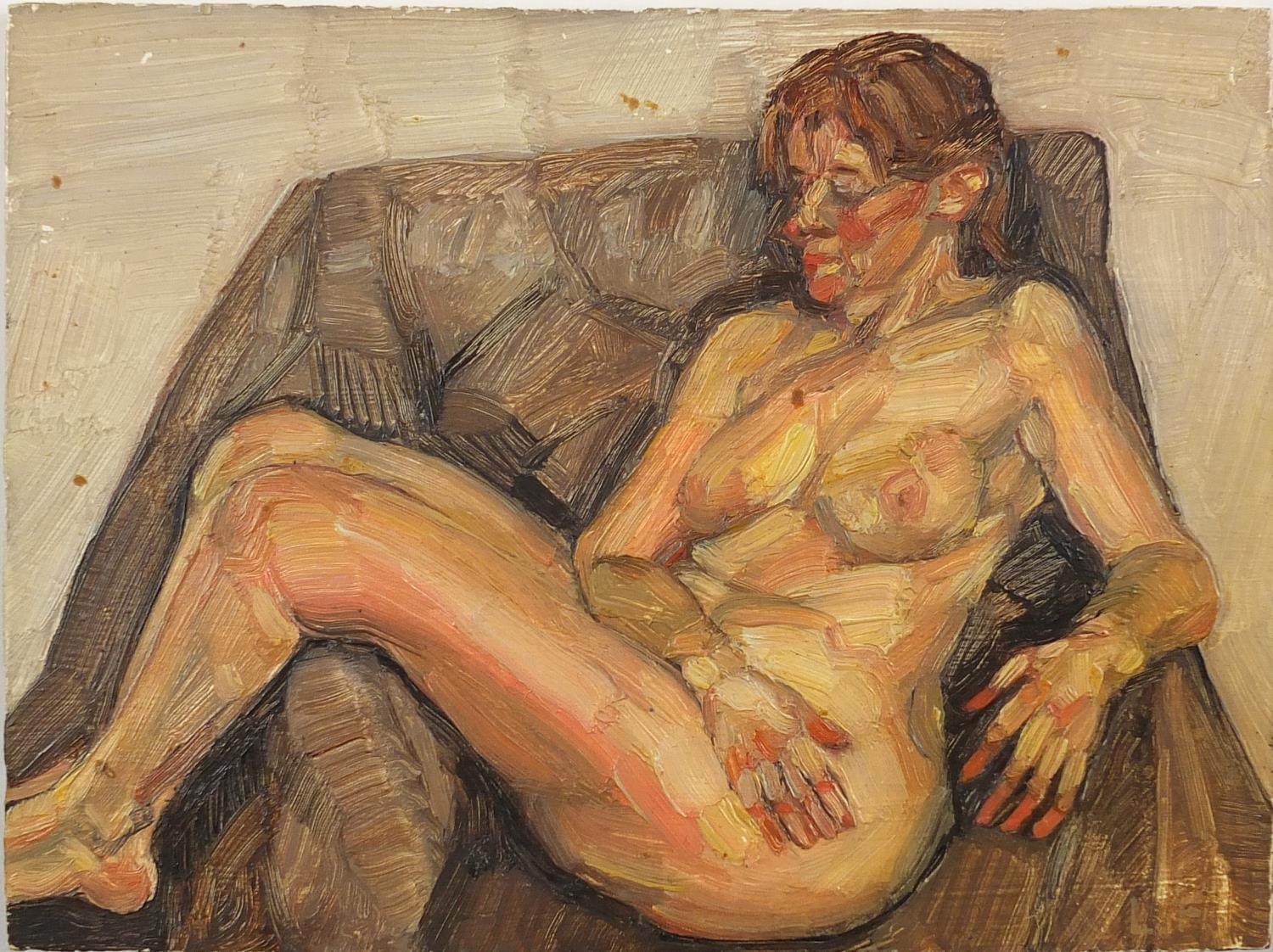Nude Female Seated in a Chair by Lucian Freud