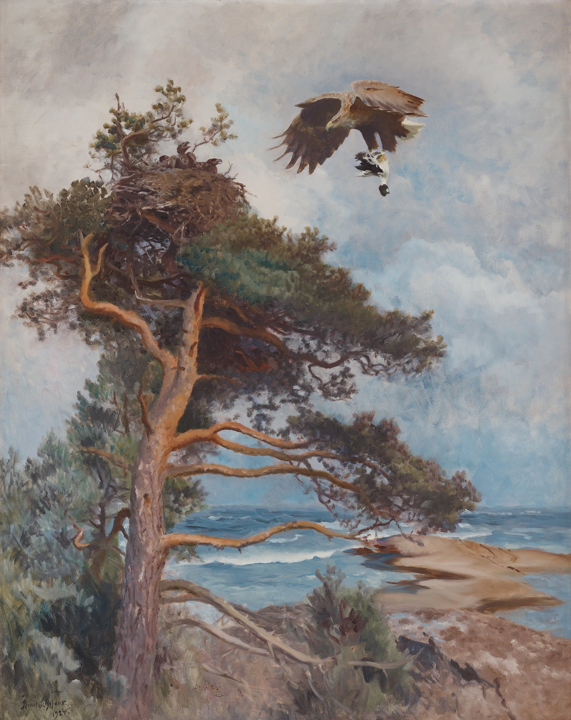 Artwork by Bruno Liljefors, The eagle-nest, Made of Oil on canvas