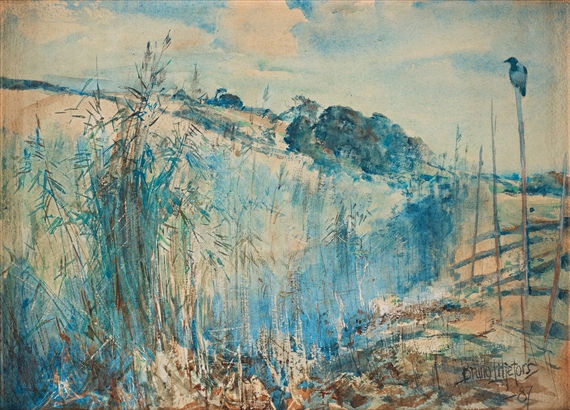 Crow on a fence by Bruno Liljefors, 1887