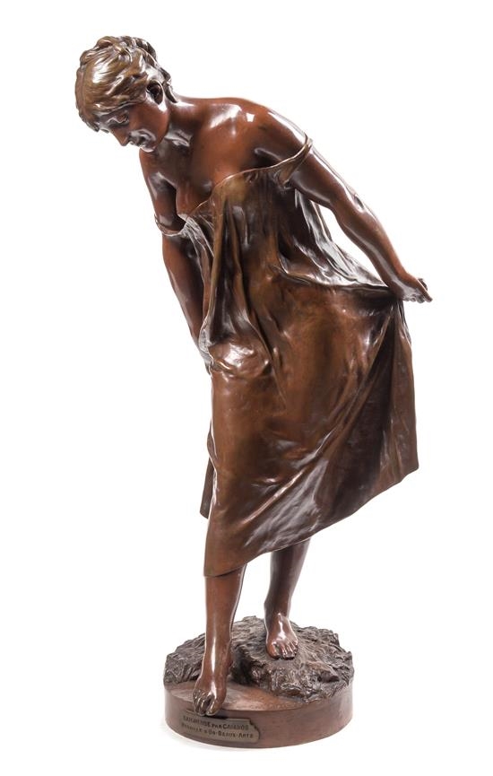 Artwork by Jean Jules Cambos, Baigneuse, Made of bronze