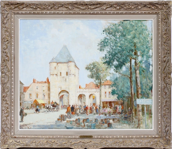 MARKET AT MORET SUR DOIRE by William Lee-Hankey