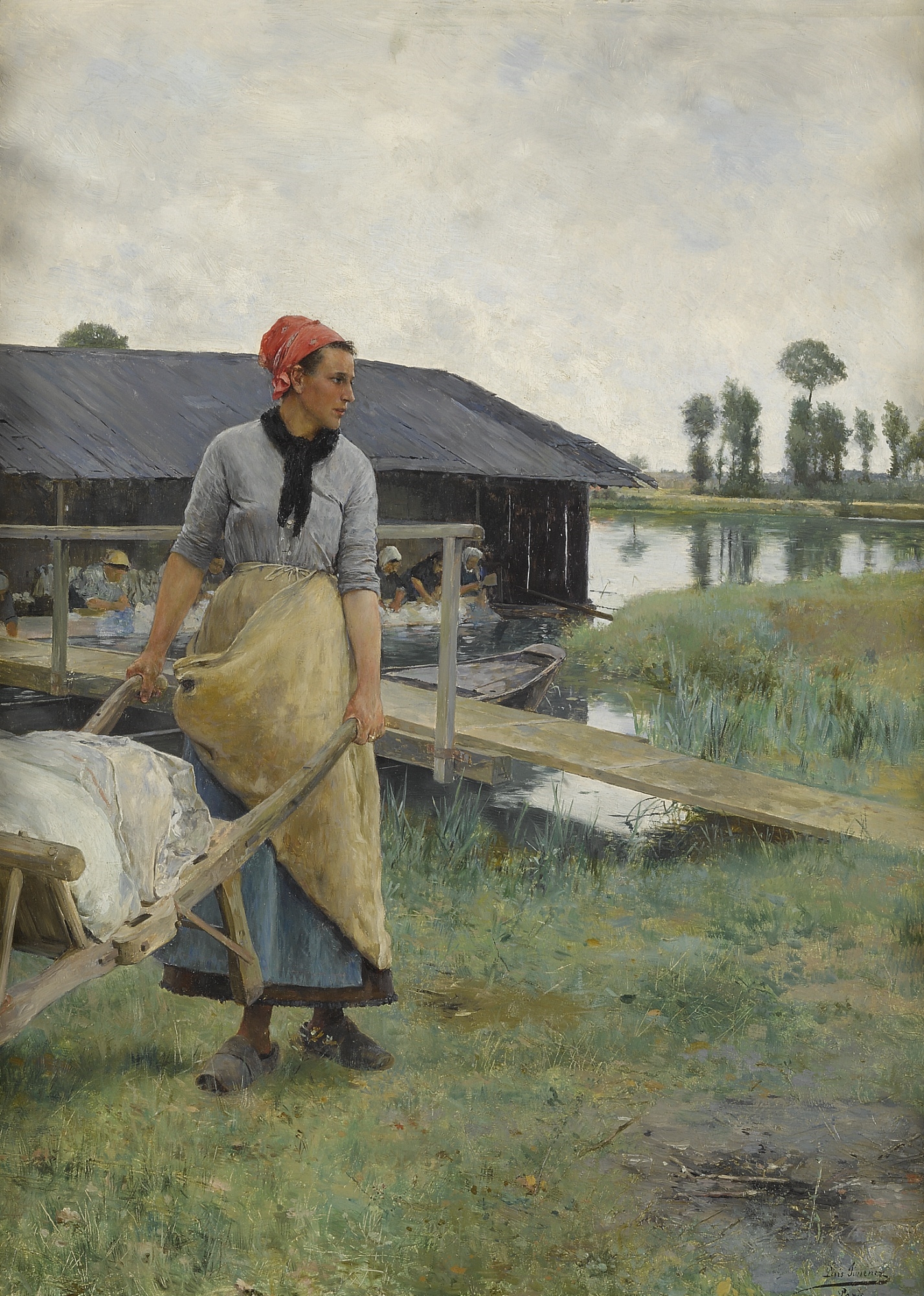 Artwork by Luis Jiménez y Aranda, WASHDAY ON THE SEINE, Made of oil on panel