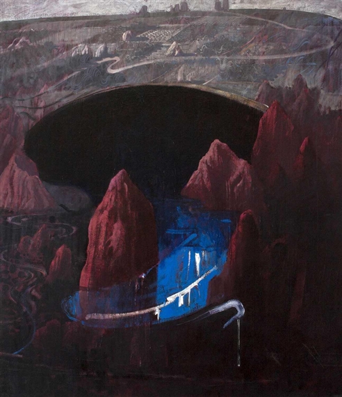 Brown Mountains, Blue Lake by Lawrence Daws, 1987