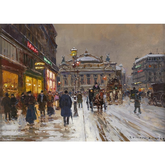 Edouard LéonCortès | Avenue de l'Opéra, Soir de Neige | MutualArt