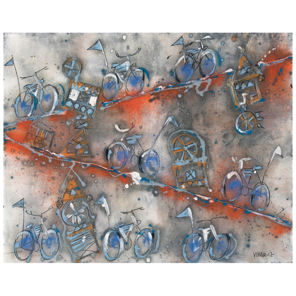 Artwork by Carlos Vivar, Carrera en Italia, Made of Oil and sand on canvas