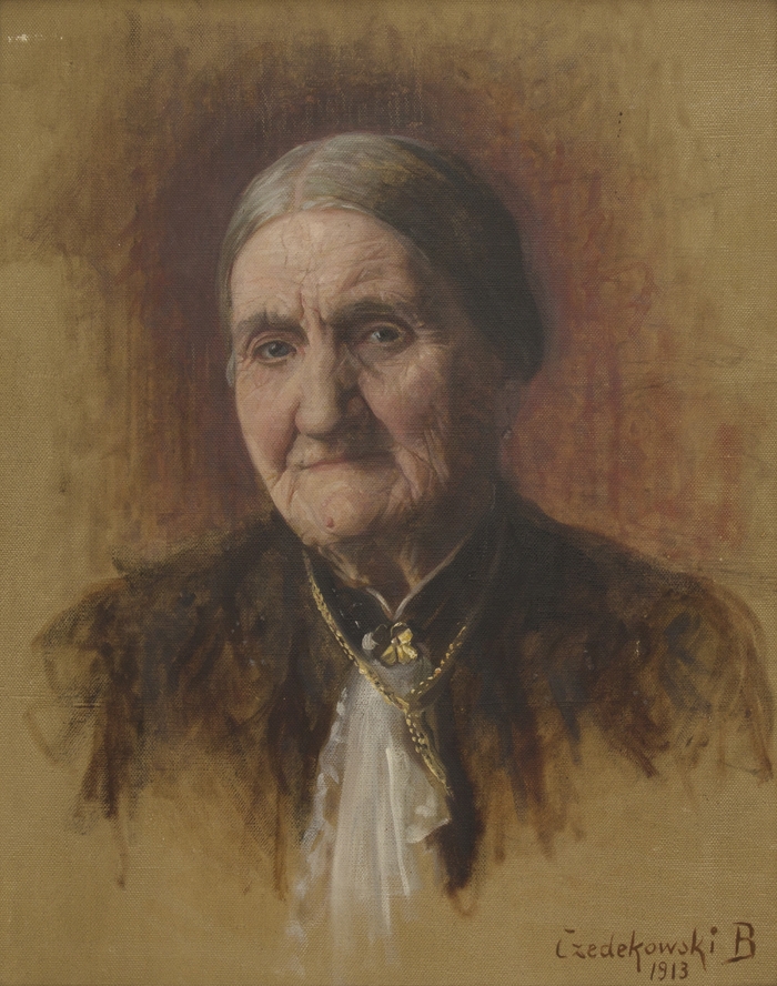 portrait of an old lady by Jan Boleslaw Czedekowski